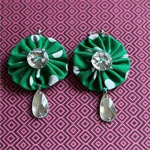 Yo Yo’s ~ Green Polka Dot Drop Earrings